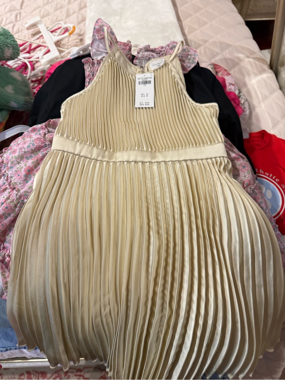 Abercrombie & Fitch Girls' Cream Pleated Party Dress